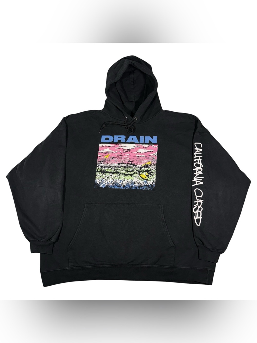 Drain Band California Cursed Hoodie Authentic Black Hanes Men’s Size XXL